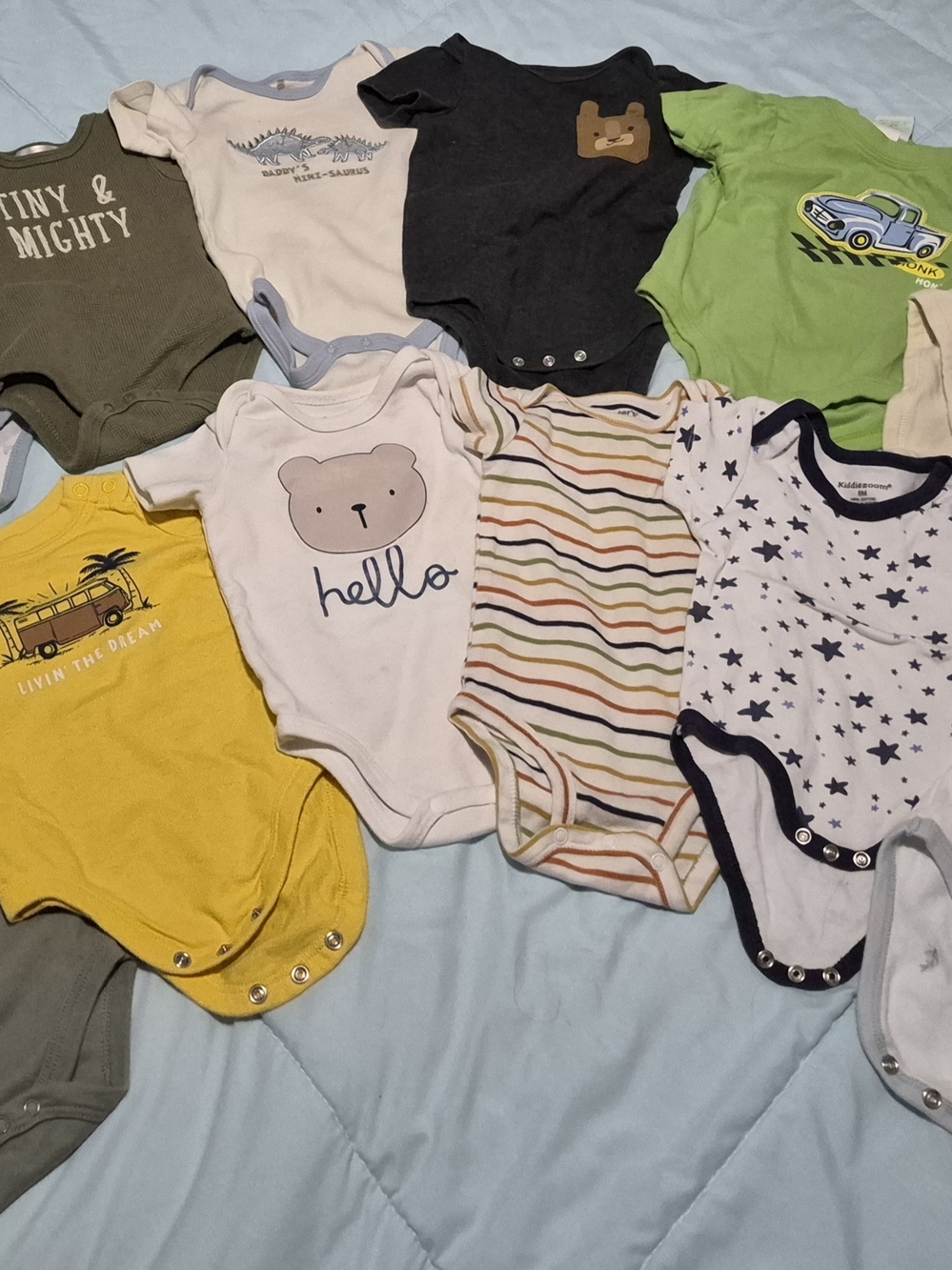 Assorted Baby One-Piece Bodysuit - White, Yellow, Green, Navy, Striped